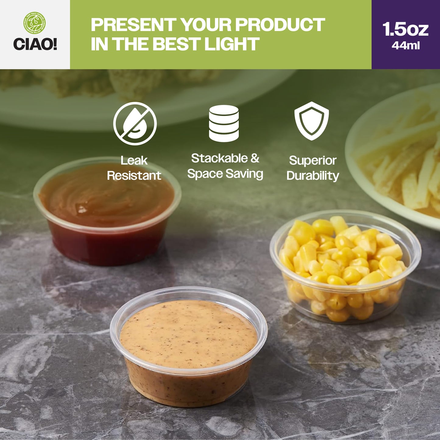 CIAO! 1.5OZ PP Clear Portion Cup (Case of 2,500)