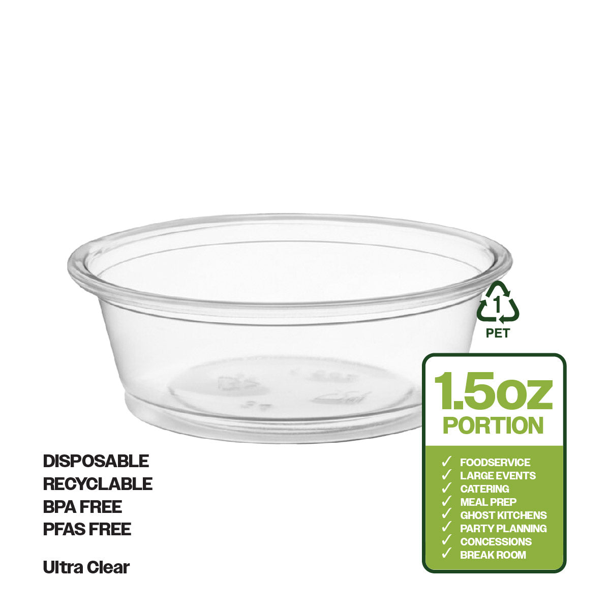 Ciao! 1.5oz PP Clear Portion Cup (Case of 2,500)
