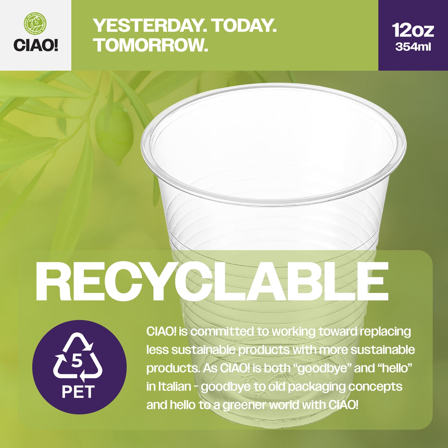 Ciao! 12OZ Polypropylene Disposable Cup (Case of 1,000)
