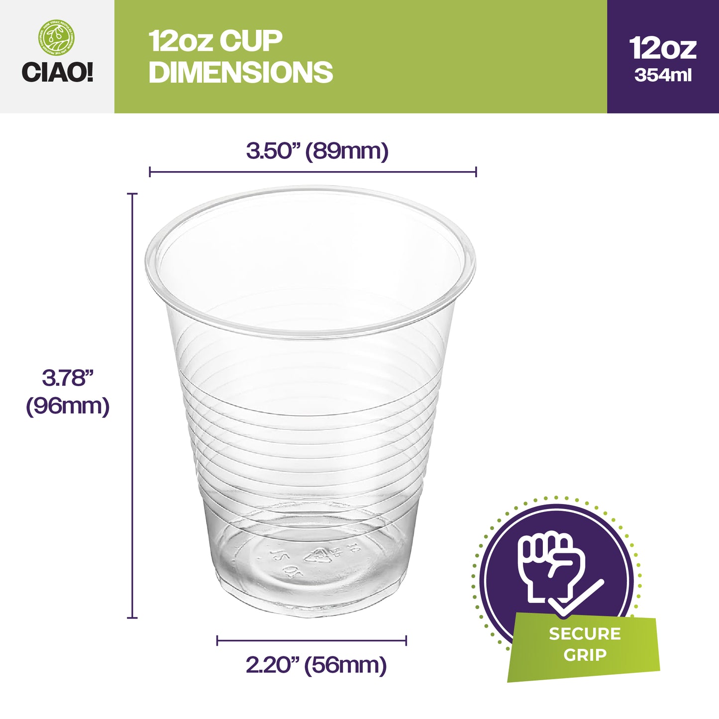 Ciao! 12OZ Polypropylene Disposable Cup (Case of 1,000)