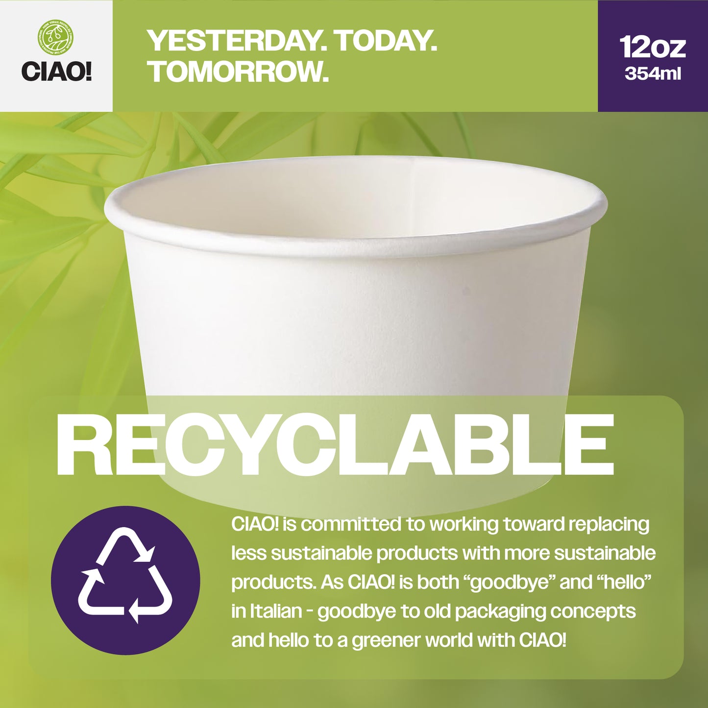 CIAO! 12OZ Disposable White Paper Food Container (500/case)