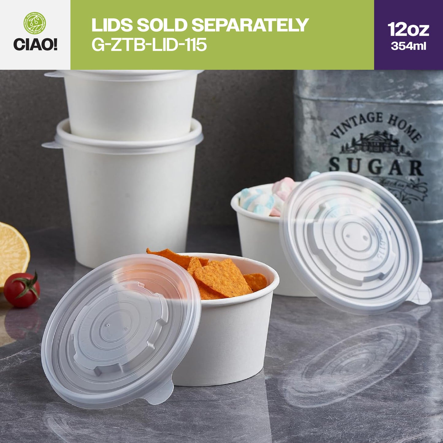 CIAO! 12OZ Disposable White Paper Food Container (500/case)