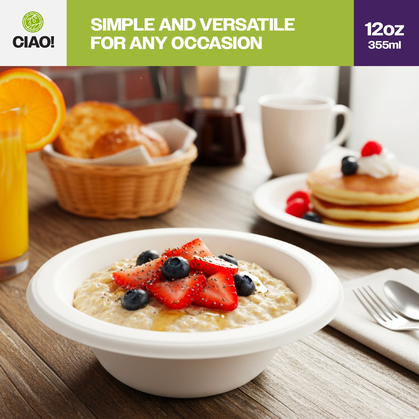 CIAO! 12 oz White Heavy Weight Plastic Bowl Mineral Filled Polypropylene MFPP (Case of 800)