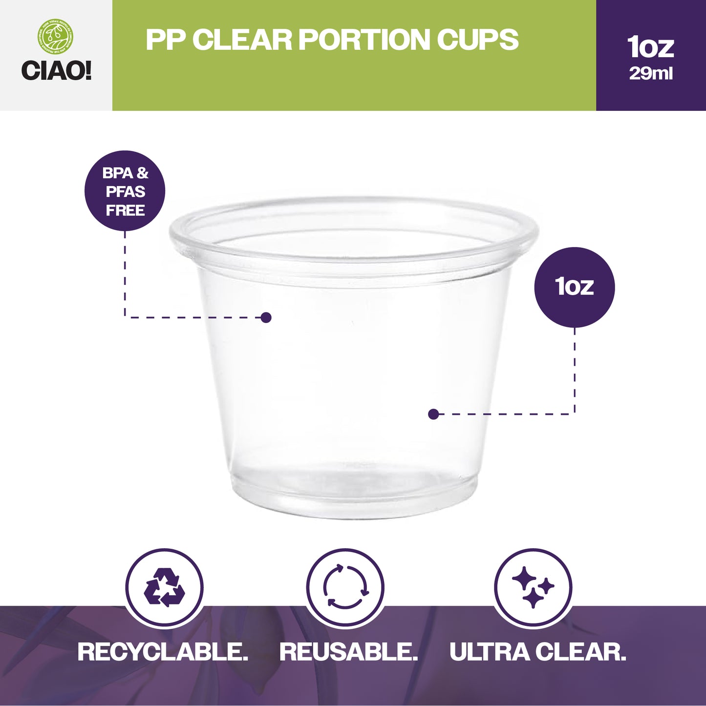 CIAO! 1 oz PP Clear Portion Cup (Case of 2,500)
