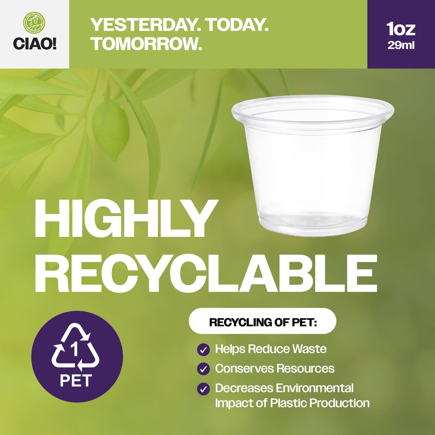 CIAO! 1 oz PP Clear Portion Cup (Case of 2,500)