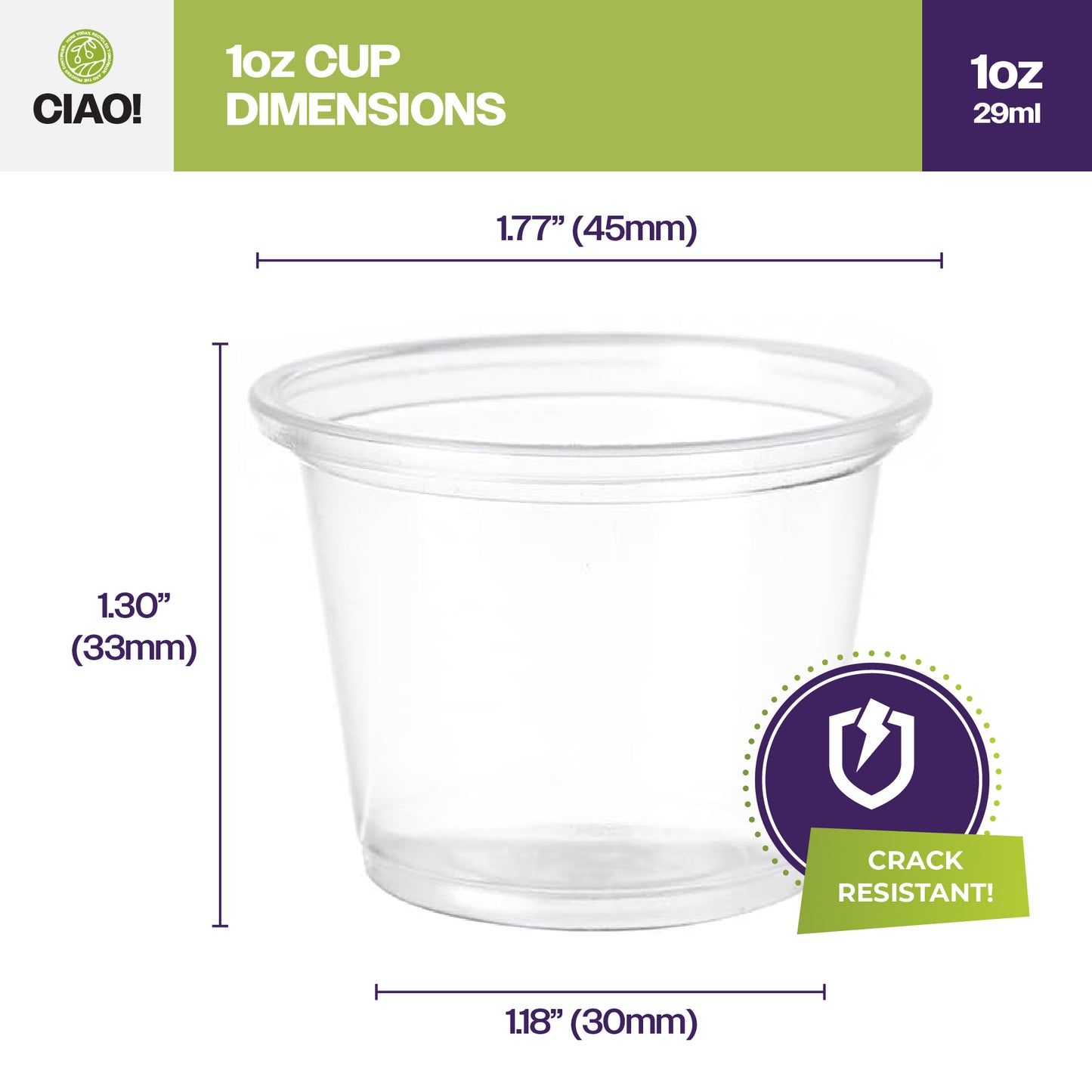 CIAO! 1 oz PP Clear Portion Cup (Case of 2,500)