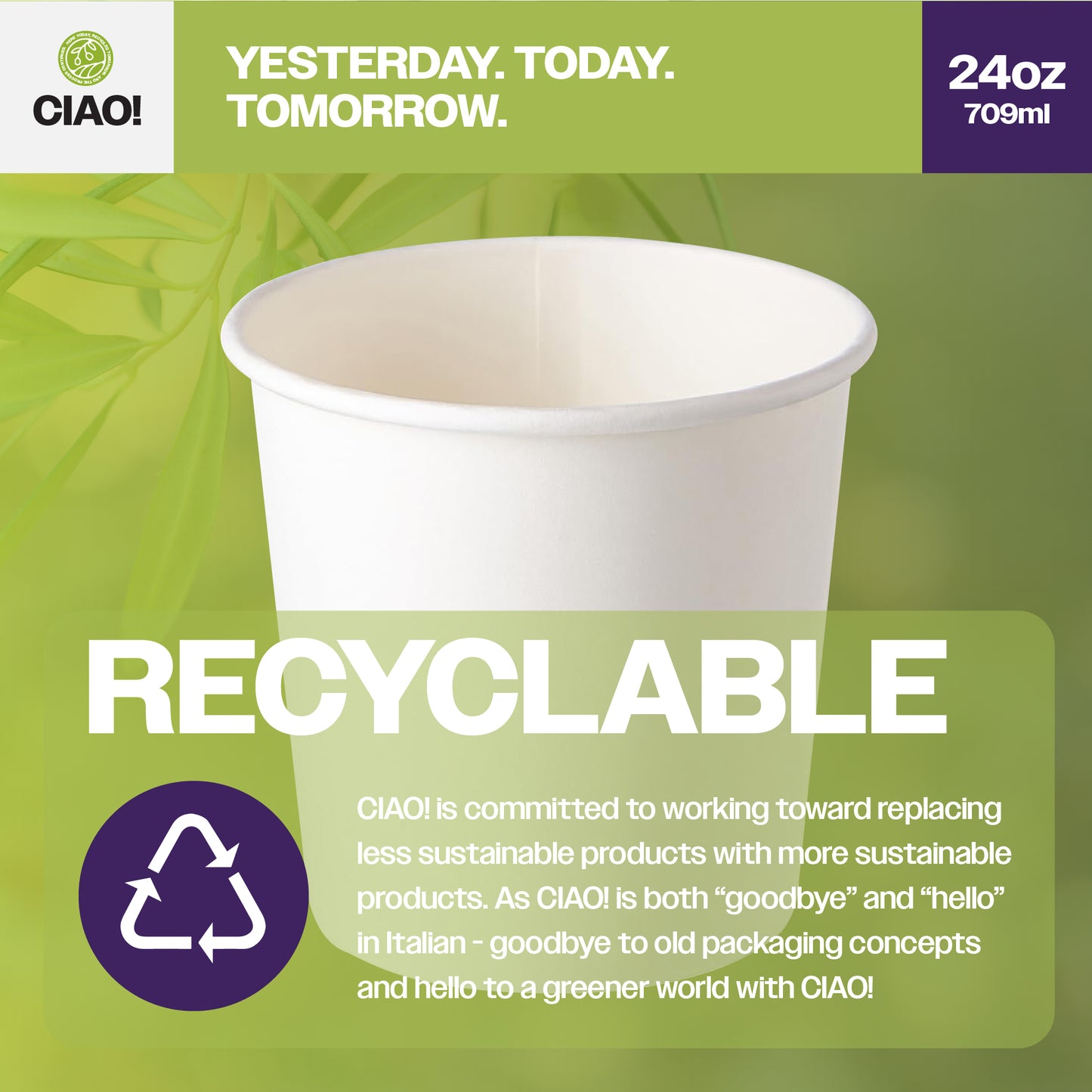 CIAO! 24OZ Disposable White Paper Food Container (500/case)