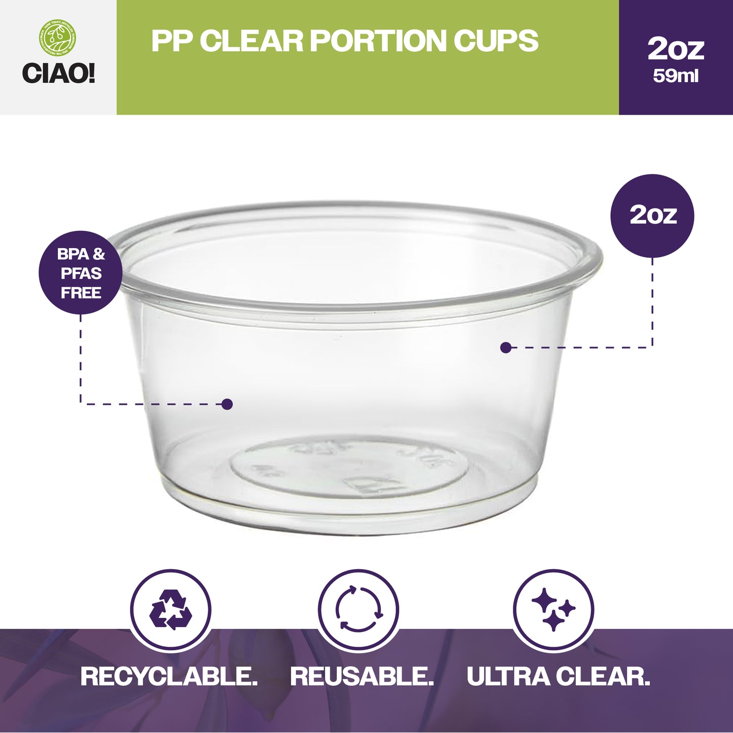 Reusable 2oz Portion Cups