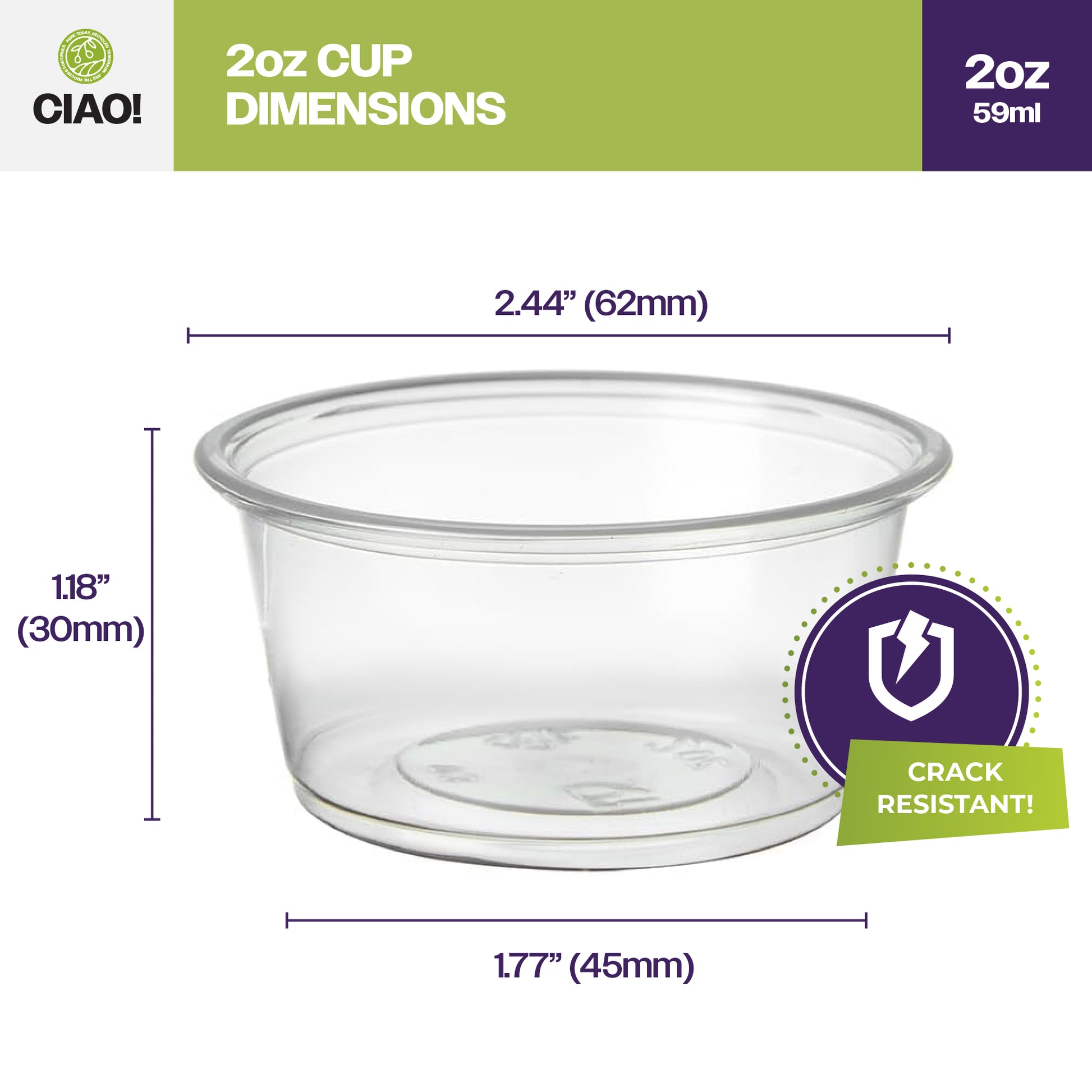 Dimensions of 2oz Food Storing Bowls