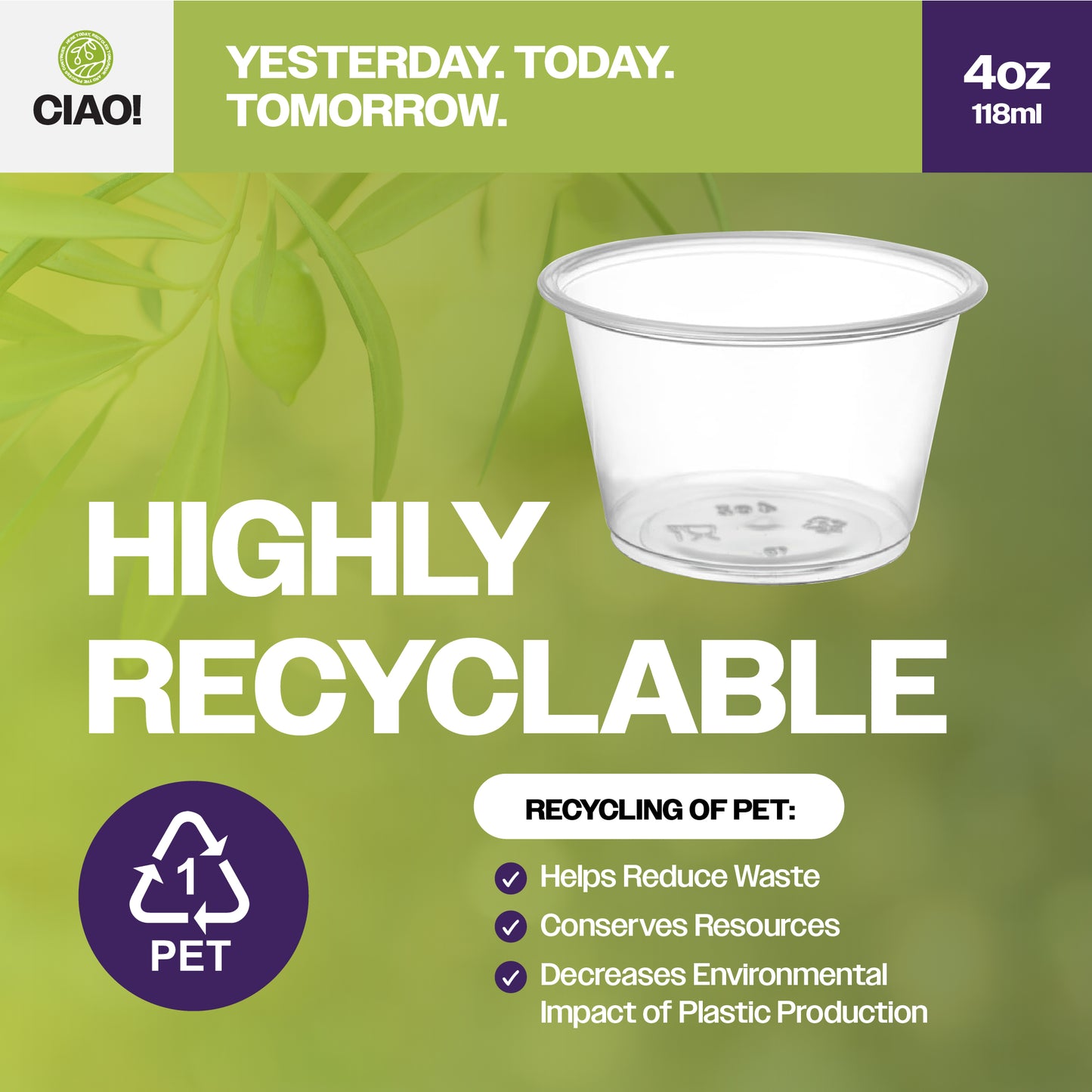 CIAO! 4OZ PP Clear Portion Cup (Case of 2,500)