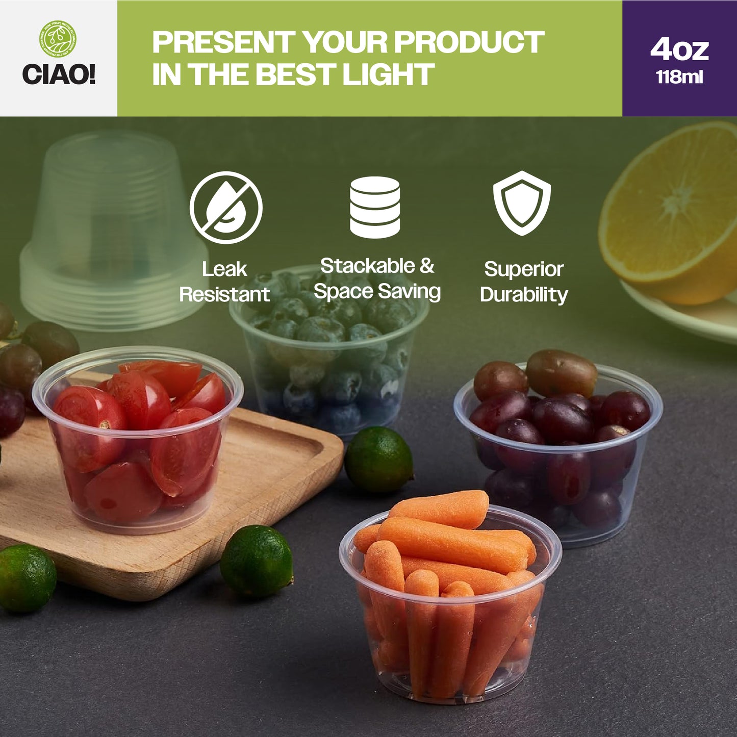 CIAO! 4OZ PP Clear Portion Cup (Case of 2,500)