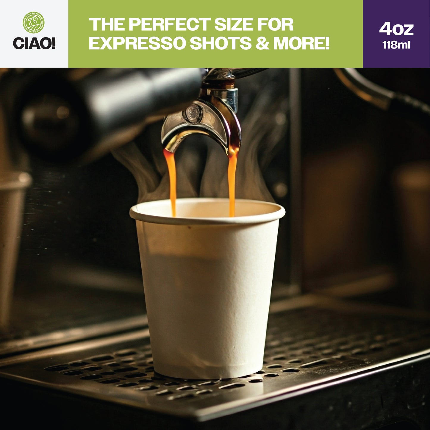 Ciao! Paper Hot Cup, 4 oz Disposable Cup, White, 1,000 Count