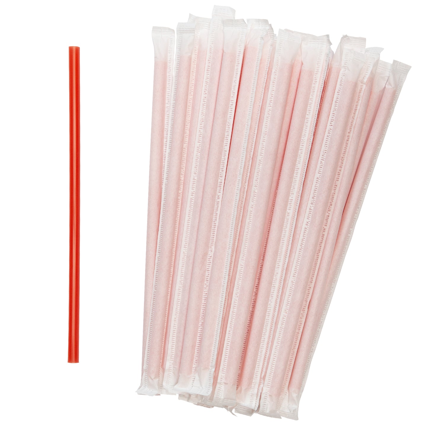 CIAO! 8.5" Red Plastic Giant Straw .3"(7.7mm) outside diameter Paper Wrapped for Smoothies, Slushies and Sodas…