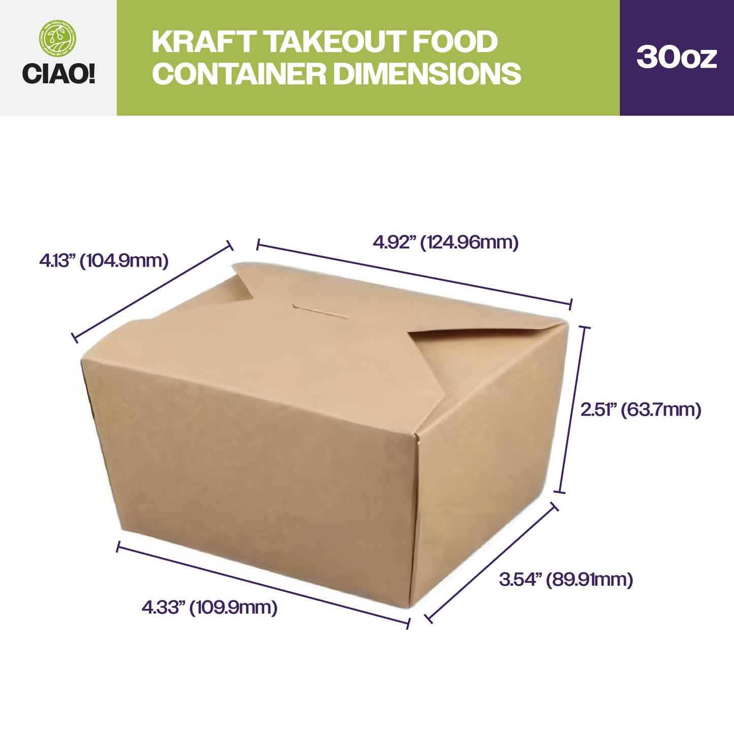 CIAO! Kraft Take Out Microwavable Food Containers, #1 30 oz (450/case) …