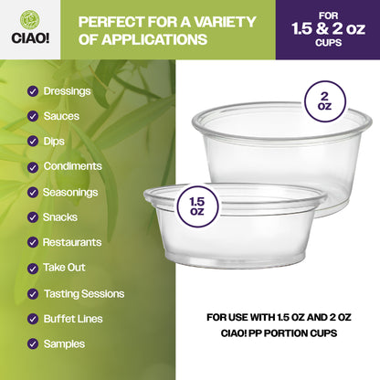 CIAO! Clear PET Lid For 1.5 and 2OZ Portion Cups (Case of 2,500)