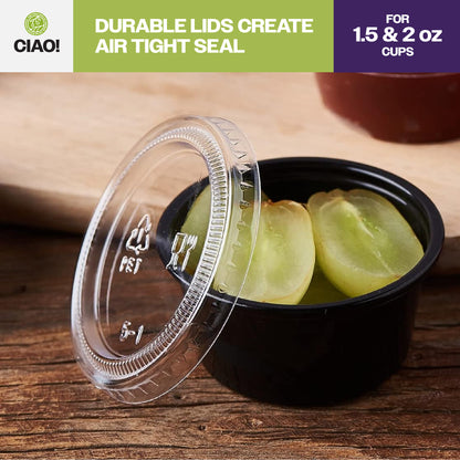 CIAO! Clear PET Lid For 1.5 and 2OZ Portion Cups (Case of 2,500)