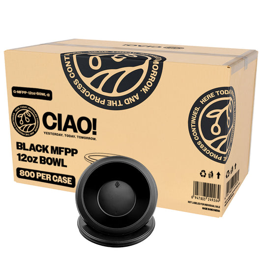 CIAO! 12 oz Black Heavy Weight Plastic Bowl Mineral Filled Polypropylene MFPP (Case of 800)