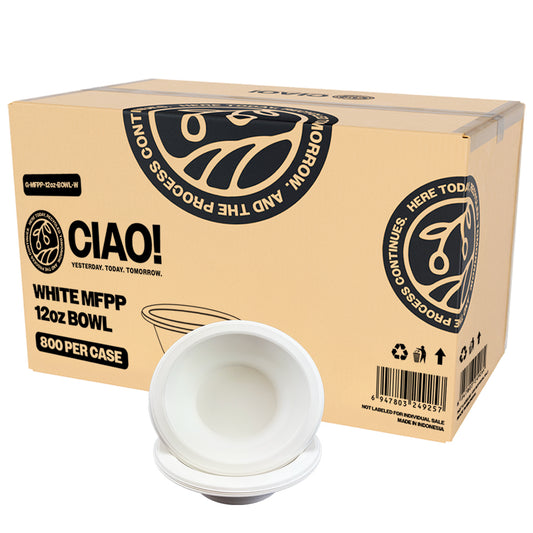 CIAO! 12 oz White Heavy Weight Plastic Bowl Mineral Filled Polypropylene MFPP (Case of 800)