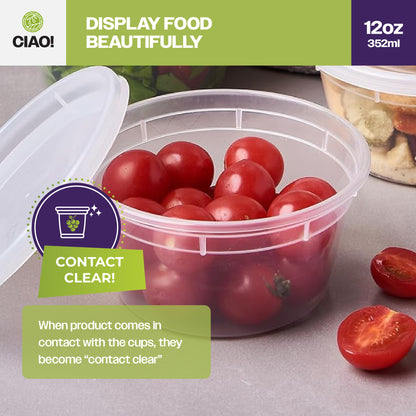 CIAO! 12OZ Injection Molded Soup-Deli Container with Lid, (240/240 combo pack)