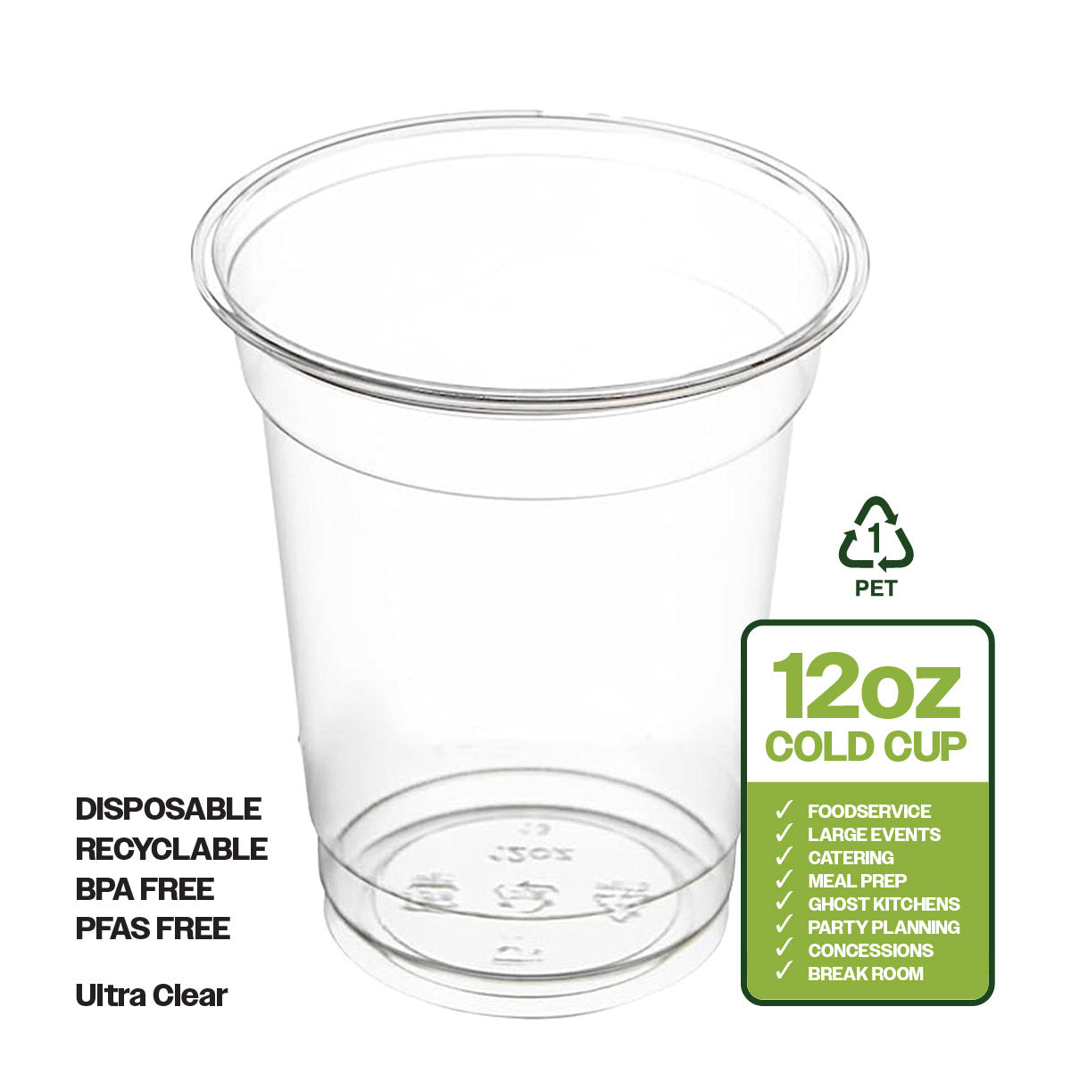 CIAO! 12OZ PET Plastic Cold Cup (Case of 1,000)