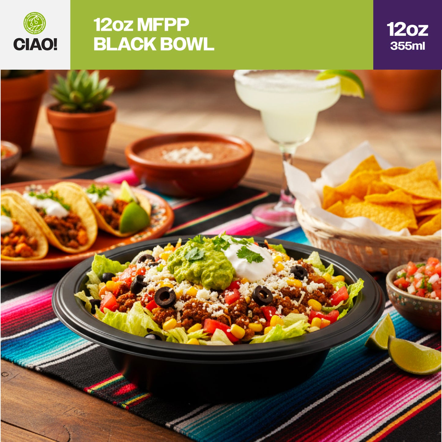 CIAO! 12 oz Black Heavy Weight Plastic Bowl Mineral Filled Polypropylene MFPP (Case of 800)