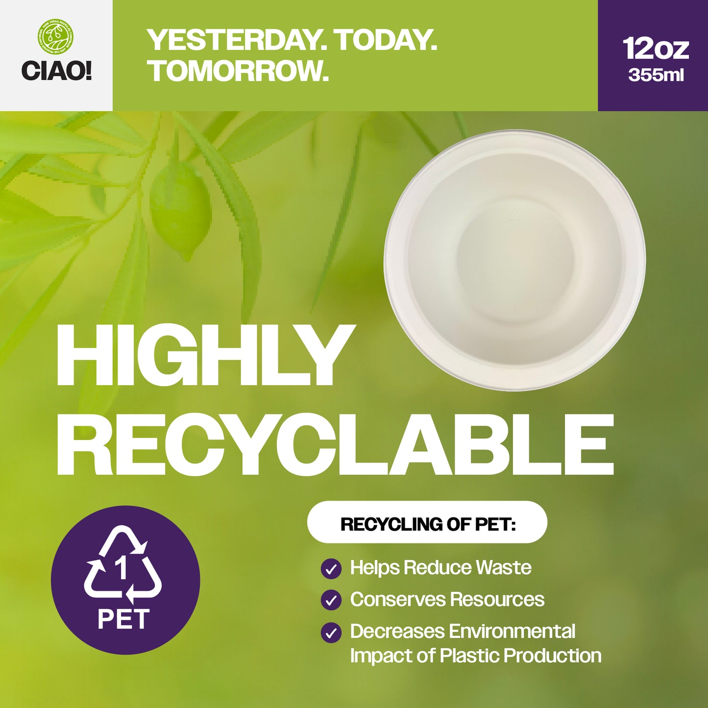 CIAO! 12 oz White Heavy Weight Plastic Bowl Mineral Filled Polypropylene MFPP (Case of 800)
