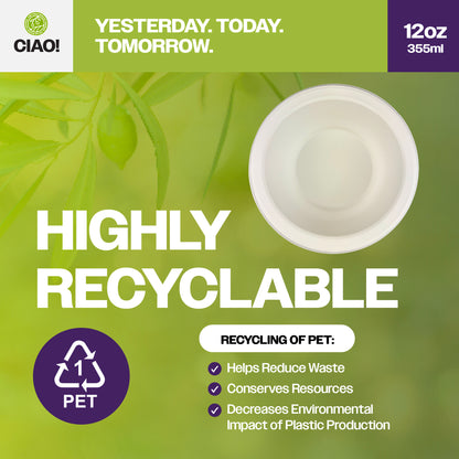 CIAO! 12 oz White Heavy Weight Plastic Bowl Mineral Filled Polypropylene MFPP (Case of 800)