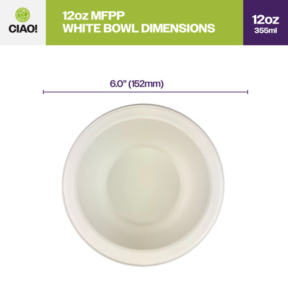 CIAO! 12 oz White Heavy Weight Plastic Bowl Mineral Filled Polypropylene MFPP (Case of 800)