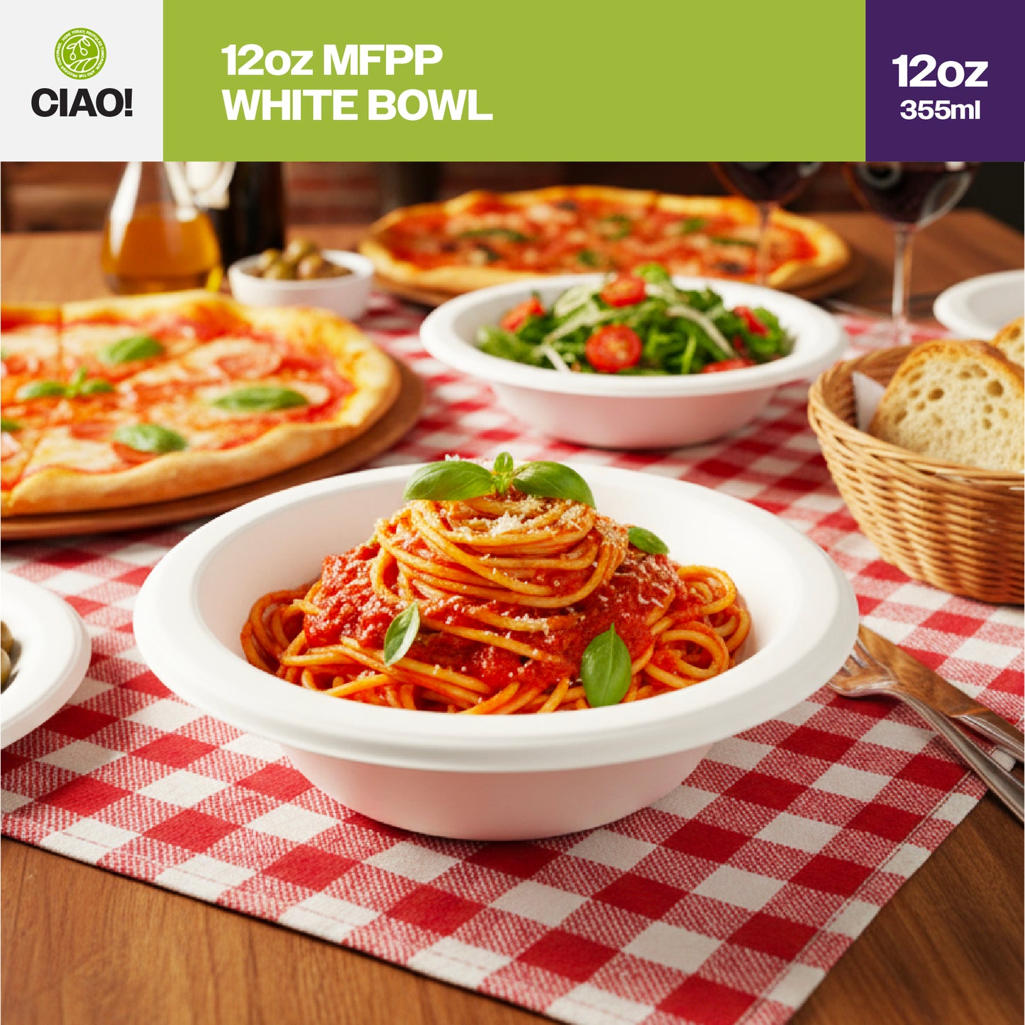 CIAO! 12 oz White Heavy Weight Plastic Bowl Mineral Filled Polypropylene MFPP (Case of 800)