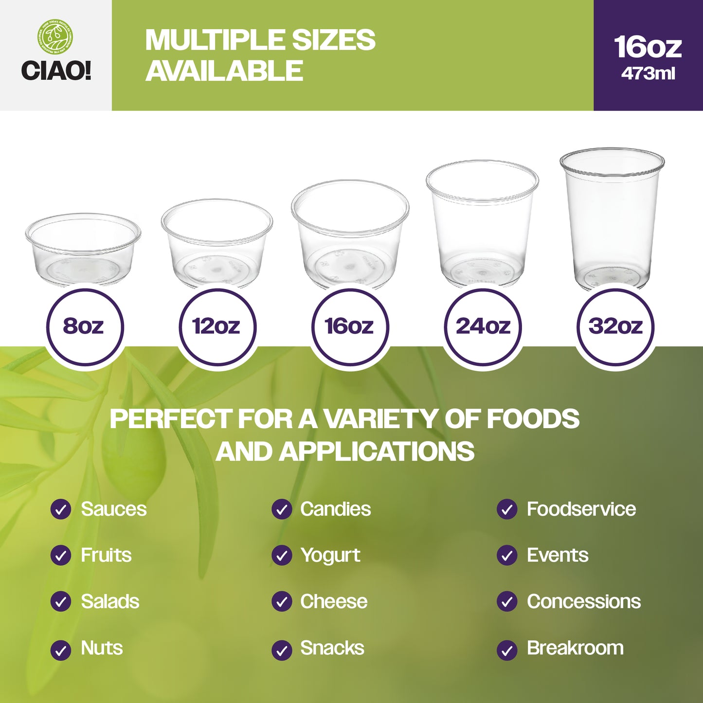 Multiple sizes of containers