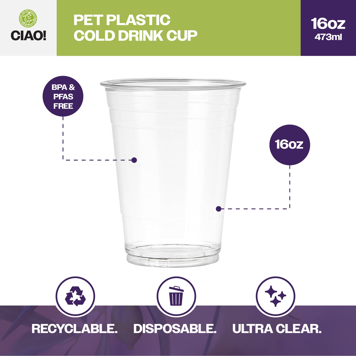 Disposable  16oz cold cups