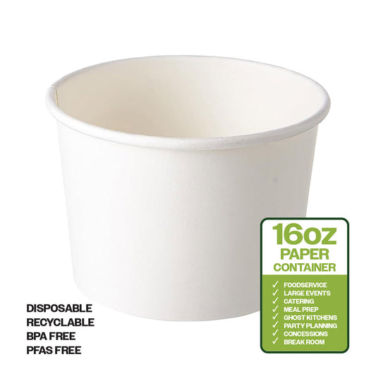 CIAO! 16OZ Disposable White Paper Food Container (500/case)
