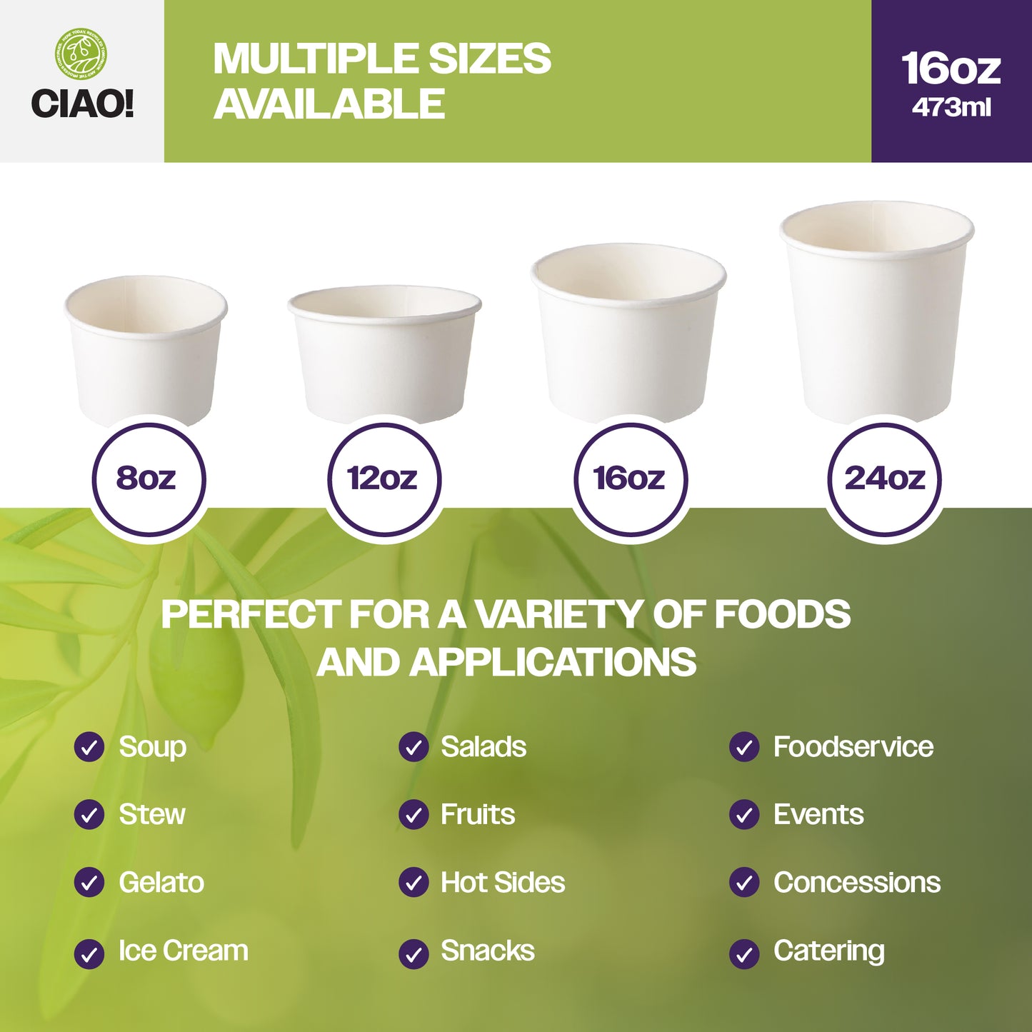 CIAO! 16OZ Disposable White Paper Food Container (500/case)