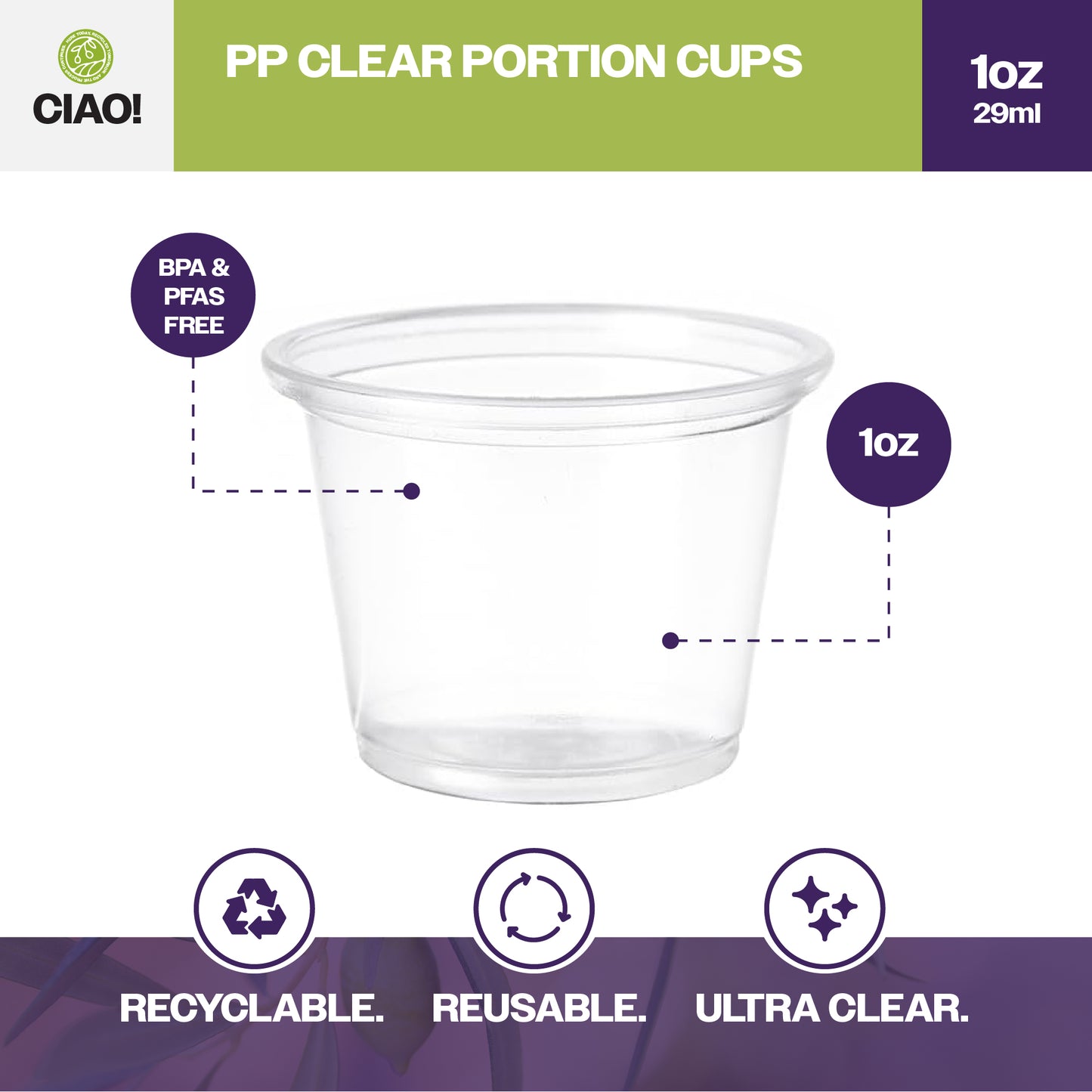 CIAO! 1OZ PP Clear Portion Cup (Case of 2,500)