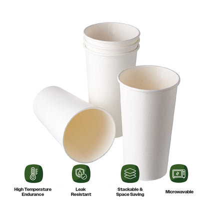 Ciao! Paper Hot Cup, 20 oz Disposable Cup, White, 600 Count