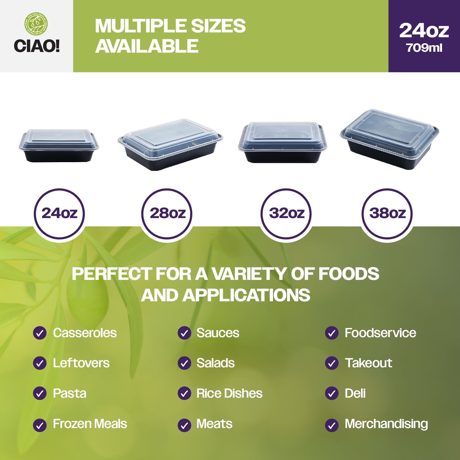 Multiple sizes of food storages