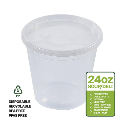 CIAO! 24OZ Injection Molded Soup-Deli Container with Lid (240/240 combo pack)