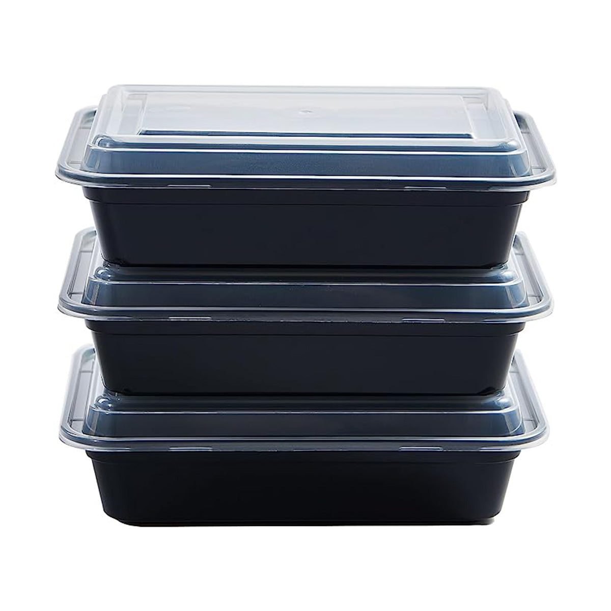 CIAO! 24oz Injection Molded Microwavable Black Rectangular Food Container With Lid (150/case)