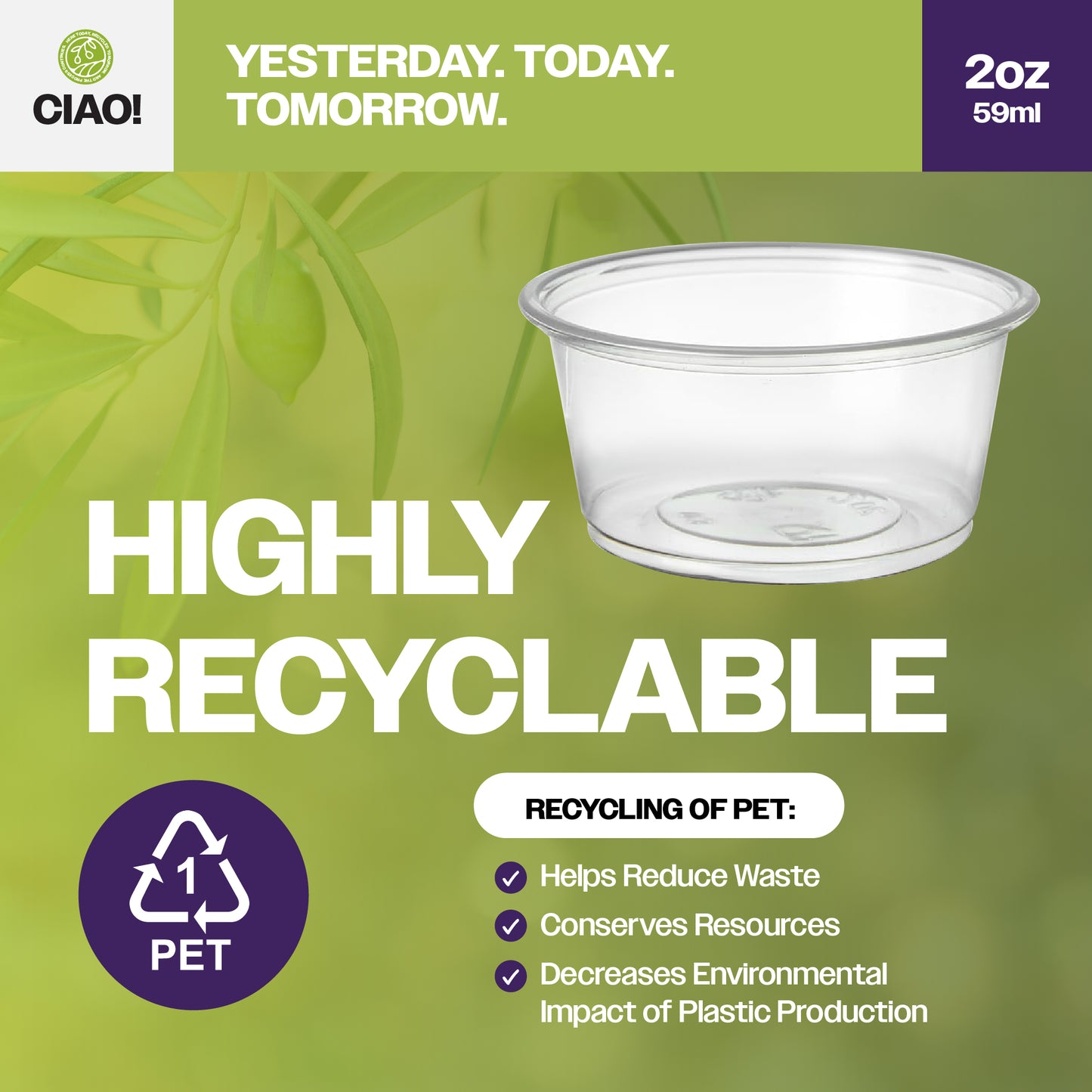 CIAO! 2OZ PP Clear Portion Cups (Case of 2,500)