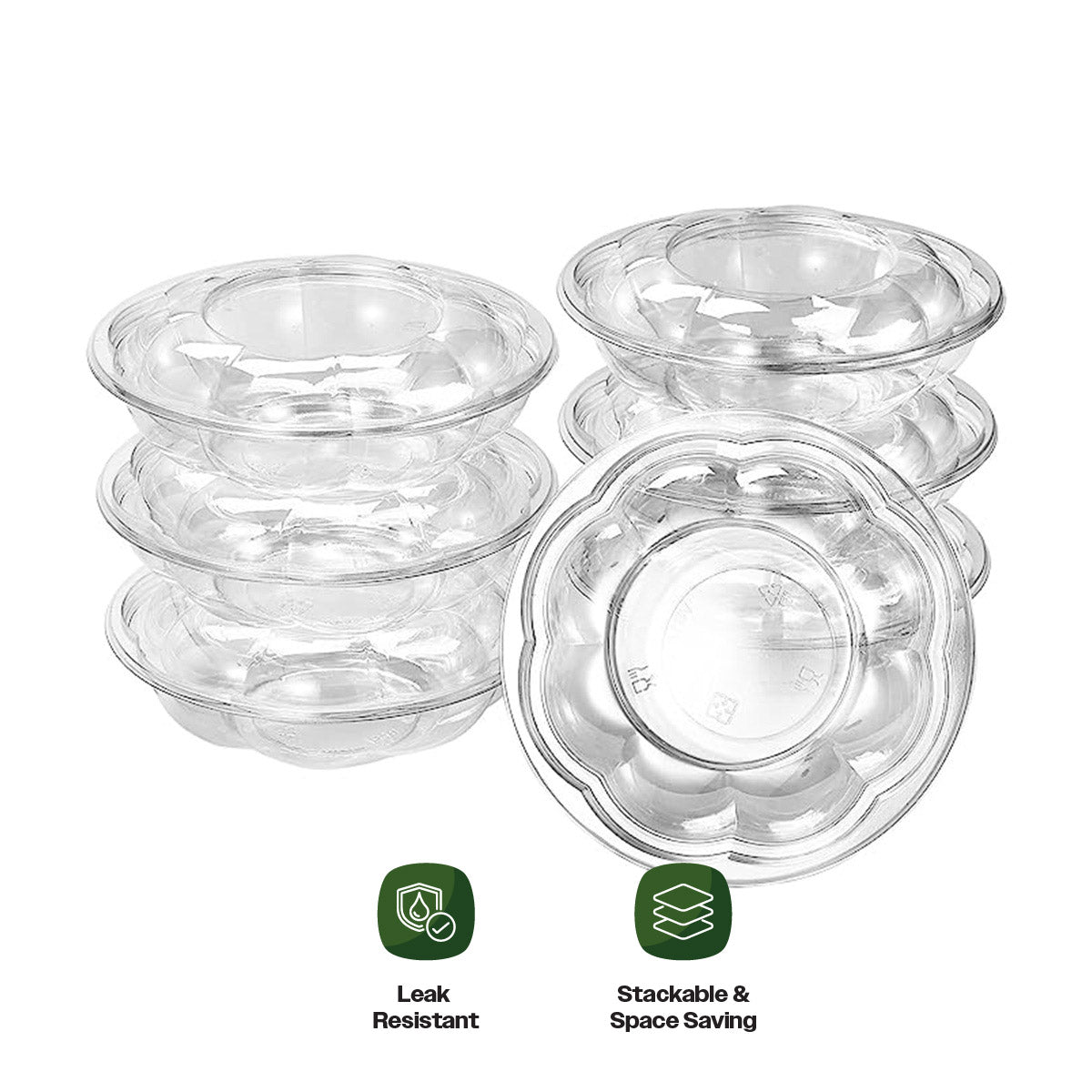 CIAO! 32 oz Clear PET Fruit and Salad Bowl with Rose Dome Lid (150/case)