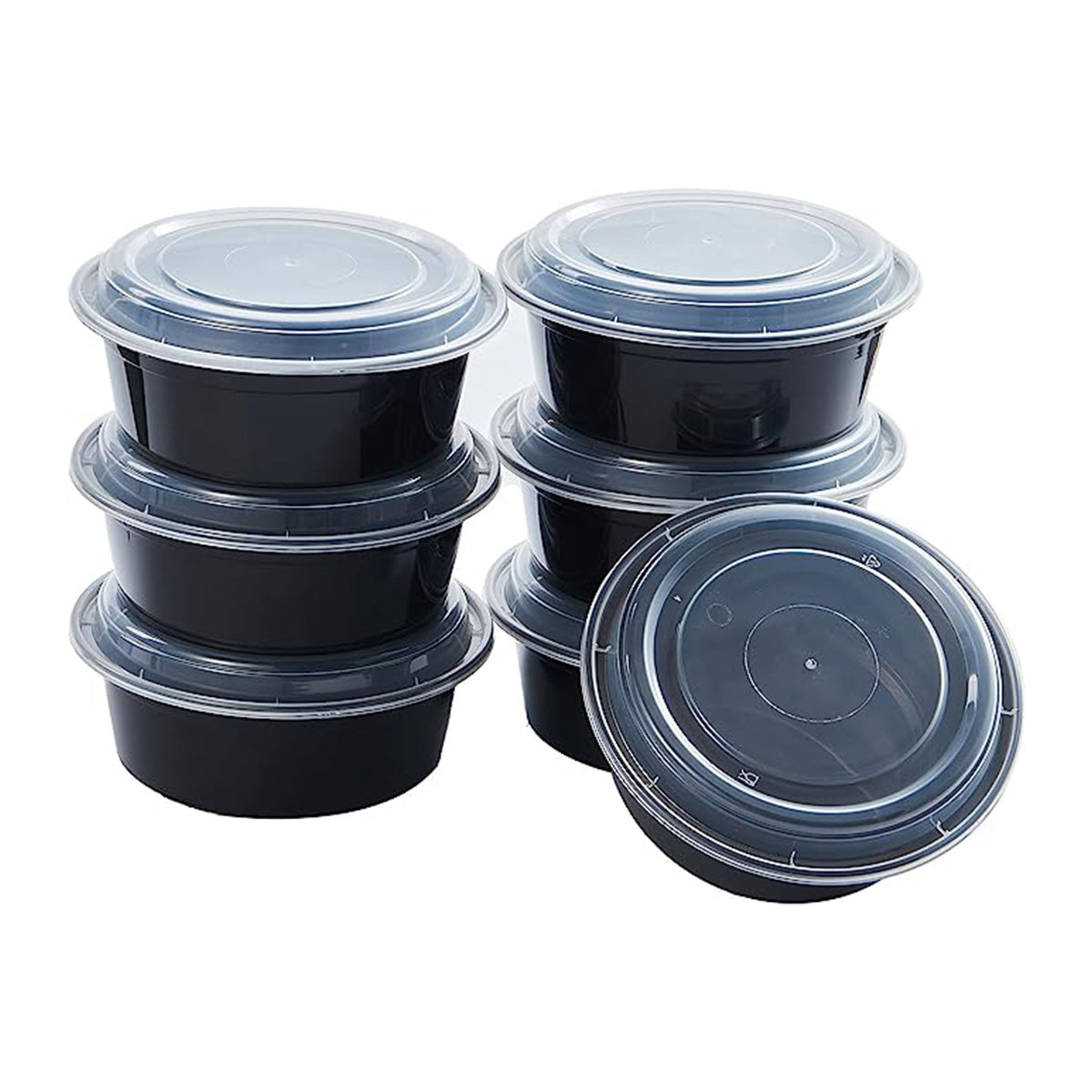 CIAO! 32oz Injection Molded Microwavable Black Round Food Container with Lid (150/case)