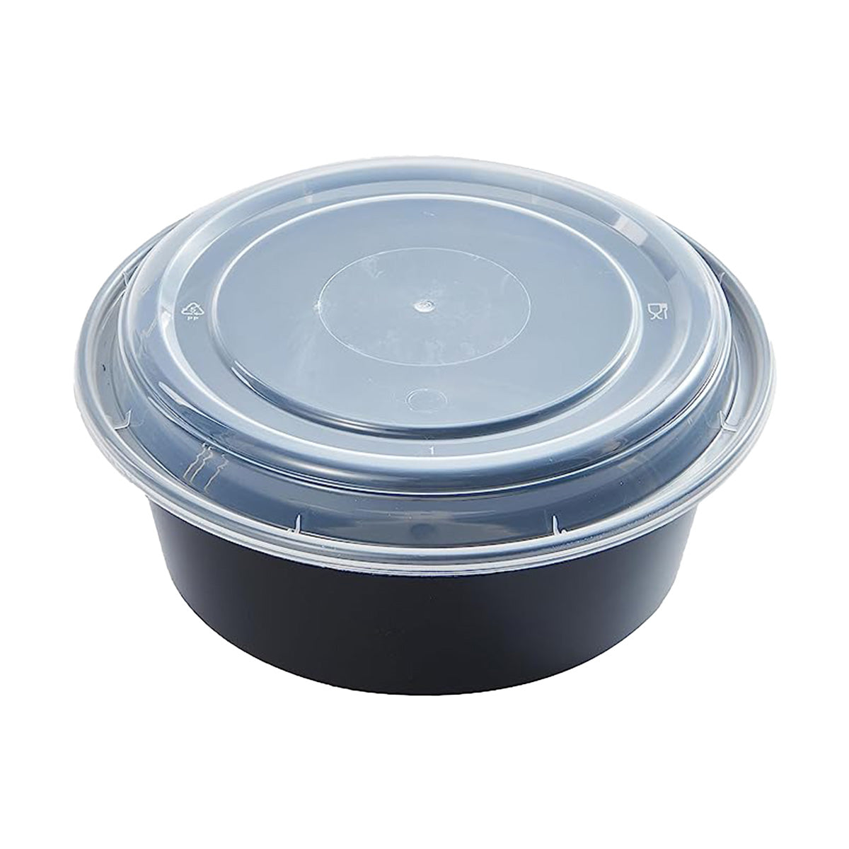 CIAO! 32oz Injection Molded Microwavable Black Round Food Container with Lid (150/case)