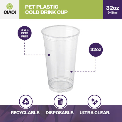 CIAO! 32oz PET Plastic Cold Cup (Case of 300)