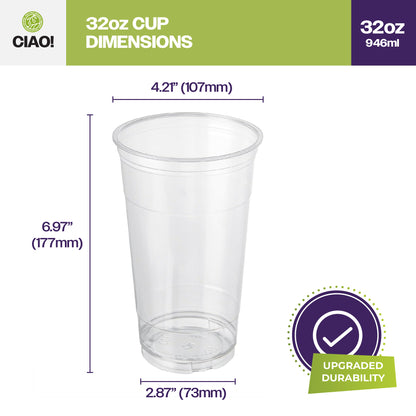 CIAO! 32oz PET Plastic Cold Cup (Case of 300)