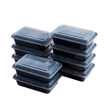 CIAO! 32oz Injection Molded Microwavable Black Rectangular Food Container with Lid (150/case)