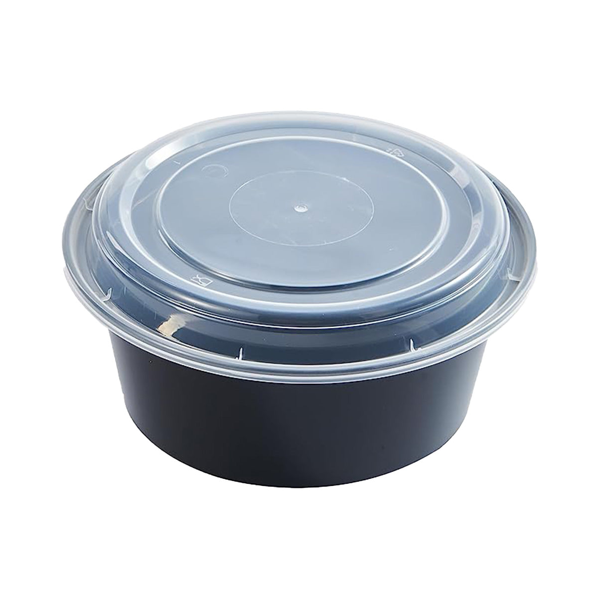 CIAO! 38oz Injection Molded Microwavable Black Round Food Container with Lid (150/case)