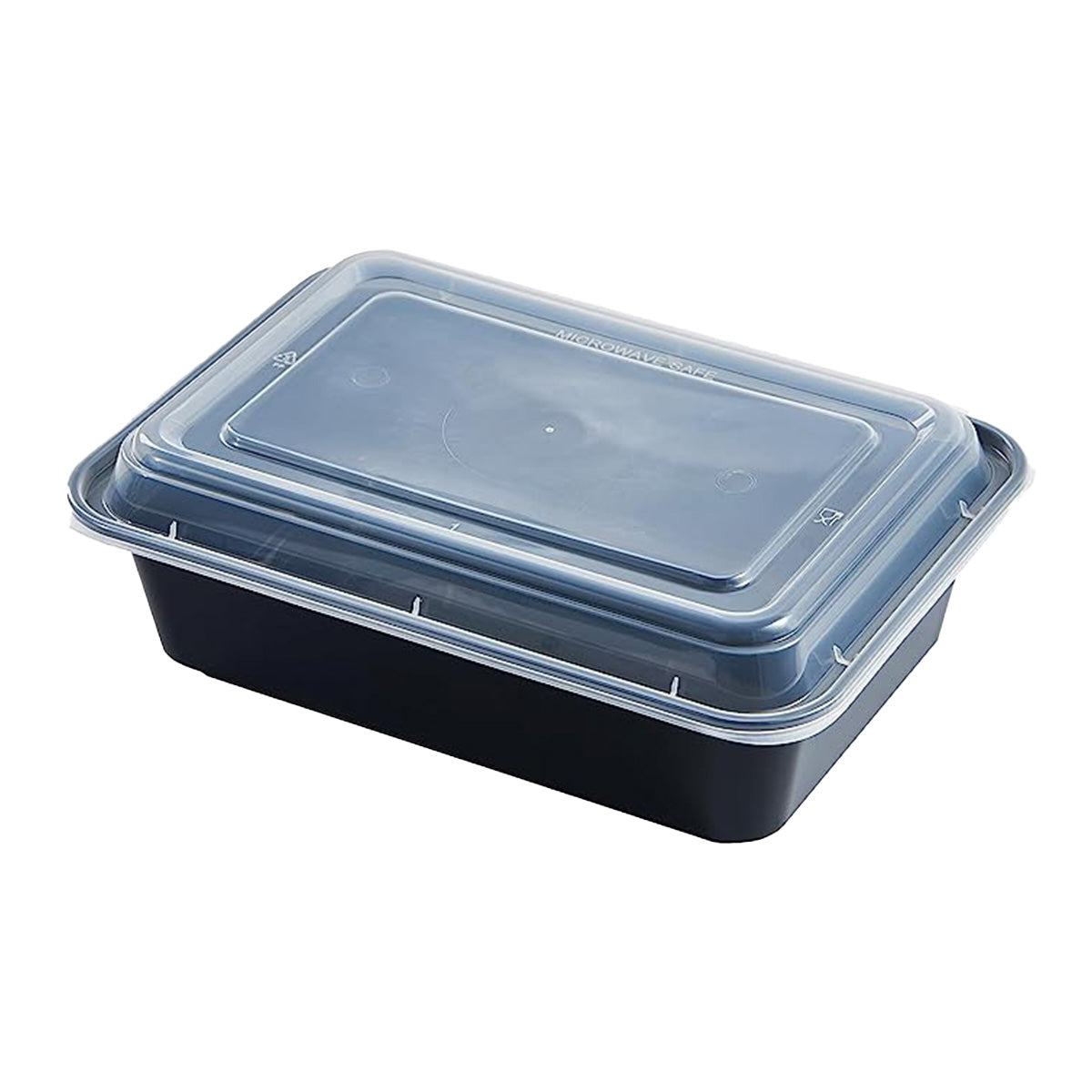 CIAO! 38oz Injection Molded Microwavable Black Rectangular Food Container with Lid (150/case)