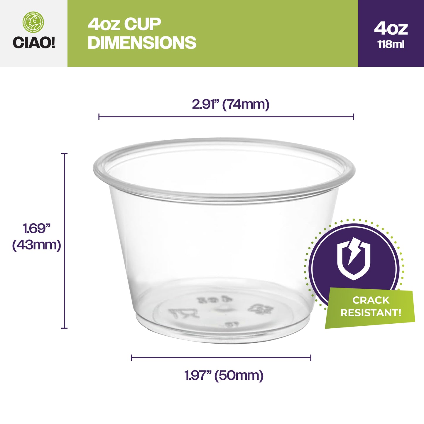 CIAO! 4OZ PP Clear Portion Cup (Case of 2,500)