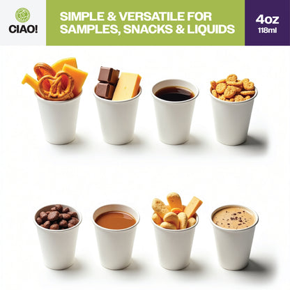 Ciao! Paper Hot Cup, 4 oz Disposable Cup, White, 1,000 Count