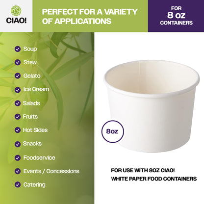 CIAO! 90mm PP Lid for 8 oz Paper Container (1000/case)